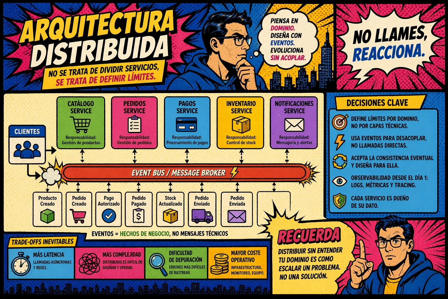 Arquitectura distribuida basada en eventos y dominios